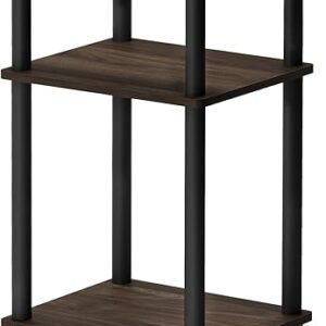 Furinno Just 3-Tier Turn-N-Tube End Table / Side Table / Night Stand / Bedside Table with Plastic Poles, 1-Pack, Columbia Walnut/Black