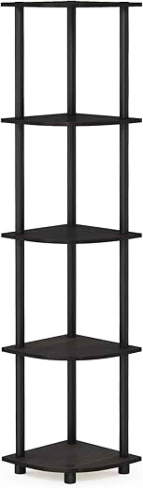 Furinno Turn-N-Tube 5 Tier Corner Display Rack Multipurpose Shelving Unit, 1-Pack, Espresso/Black