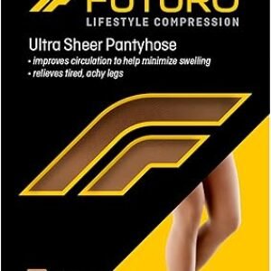 FUTURO Ultra Sheer Pantyhose for Women, Large Size, Mild Compression (8-15 mm/Hg), Improves Circulation to Minimize Swelling, Relieves Tired & Achy Legs, Reinforced Toe & Heel (71018FCNEN)