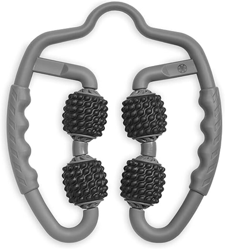 Gaiam Restore Leg Massager - Dual Sided Hand Held Muscle Massage Roller with 4 Textured Massage Balls & Firm Grip Handles | Deep Tissue Pain Relief for Sore Muscles to Aid Recovery Time