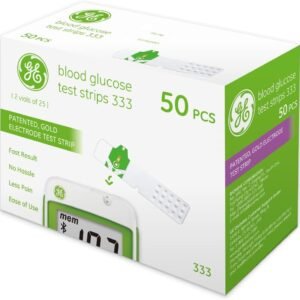 GE333TS Blood Glucose Test Strips | 50-Count Pack |Gold Electrodes|Patented Test Strip Structure