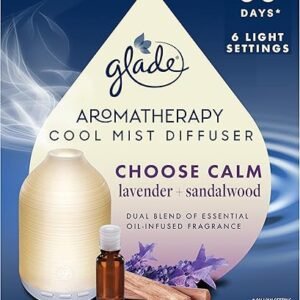 Glade Aromatherapy Diffuser & Essential Oil, Air Freshener for Home, Choose Calm Scent with Notes of Lavender & Sandalwood, 0.56 Fl Oz