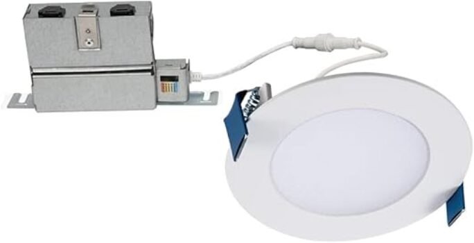 HALO HLB 4-Inch Thin Recessed Indoor/Outdoor Canless LED Downlight w/Selectable Color Temperatures; HLB4069FS1EMWR