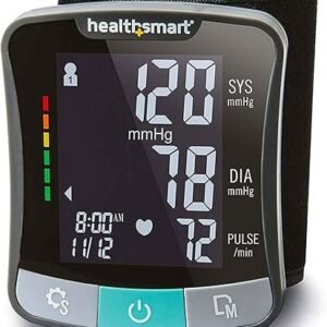 HealthSmart Digital Premium Wrist Blood Pressure Monitor with Cuff That Measures Pulse Heartbeat and High or Low BP, 120 Reading Memory Stores Up to 60 Readings for 2 Users