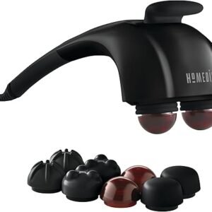 Homedics Handheld Back Massager, Dual Node Heated Back, Neck, and Body Percussion Massager with Interchangeable Nodes to Release Back, Neck, Shoulder Leg and Foot Tension, Great Father's Day Gift