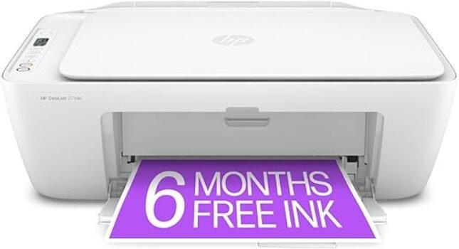 HP DeskJet 2734e Wireless Color All-in-One Printer with 6 months of Instant Ink included (26K72A), White