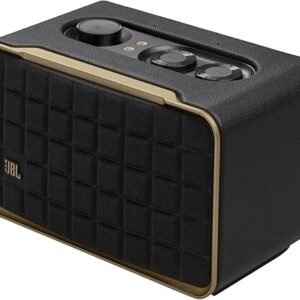 JBL Authentics 200 - Retro Style Smart Home Speaker with Built in Wi-Fi, Bluetooth and Voice Assistants, Alexa and Google Assistant, Multi-Room Playback, Automatic self tuning (Black/Gold)