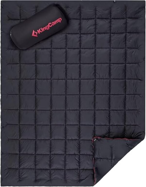 KingCamp Camping Blanket Lightweight, Multifunctional Warm Puffy Outdoor Blanket with Snap Button, Water Repellent, Backpacking Quilt for Travel, Airplane, Hiking, Picnic