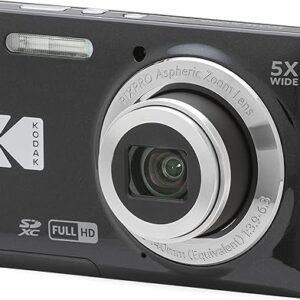 KODAK PIXPRO FZ55-BK 16MP CMOS Sensor Digital Camera 5X Optical Zoom 28mm Wide Angle 1080P Full HD Video 2.7" LCD Vlogging Camera (Black)