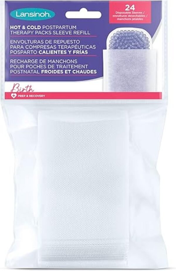 Lansinoh Hot & Cold Postpartum Therapy Packs Disposable Sleeve Refill, 24 Count