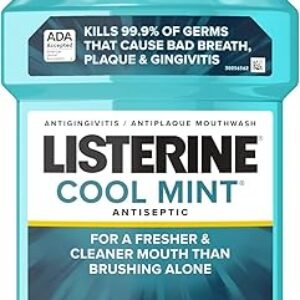 Listerine Cool Mint Antiseptic Mouthwash, Daily Oral Rinse Kills 99% of Germs that Cause Bad Breath, Plaque and Gingivitis for a Fresher, Cleaner Mouth, Cool Mint Flavor, 1.5 L