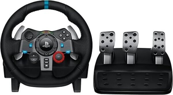 Logitech G29 Driving Force Racing Wheel and Floor Pedals, Real Force Feedback, Stainless Steel Paddle Shifters, Leather Steering Wheel Cover for PS5, PS4, PC, Mac - Black