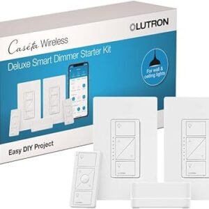 Lutron Caseta Original Smart Dimmer Switch Kit, 2 Dimmer Switches, 2 Wall Plates, 2 Pico Remotes, and Smart Hub, Works with Alexa, Apple Home, Google Home, 3 Way, 150W, No Neutral, P-BDG-PKG2W-A