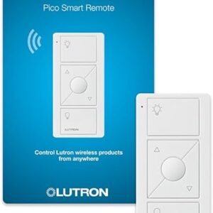 Lutron Pico Remote for Caseta Smart Dimmer Switch, 3-Button Control with Raise/Lower and Preset Lighting Level, For Table Top or Wallmount Use, PJ2-3BRL-WH-L01R, White