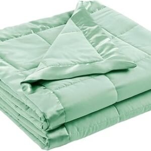 Madison Park Windom Down Alternative Blanket, Premium 3M Scotchgard Moisture Wicking Treatment, Lightweight and Soft Bed Cover For All Season, Satin Trim, Seafoam Full/Queen