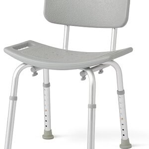 Medline Bath Chair, Bench, Seat, Stool for Disabled, Seniors & Elderly Bathroom Transfer Inside Shower/Tub/Bathtub – 400 Lbs. Capacity, Gray