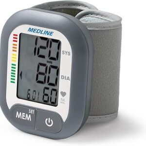 Medline Digital Wrist Blood Pressure Monitor, BP Cuff with Batteries Included (60 Reading Memory)