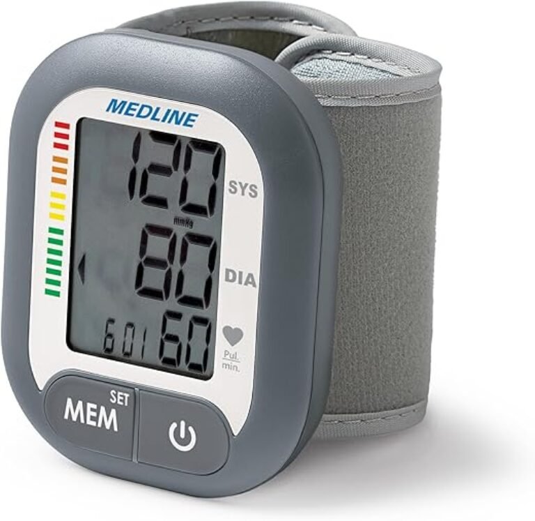 Medline Digital Wrist Blood Pressure Monitor, BP Cuff with Batteries Included (60 Reading Memory)
