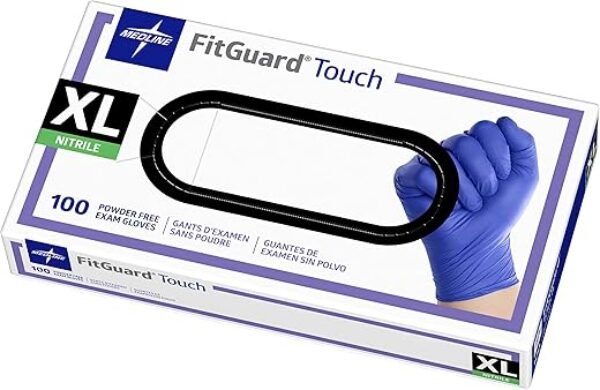 Medline FitGuard Touch Nitrile Exam Gloves, 100 Count, X-Large, Powder Free, Disposable, Not Made with Natural Rubber Latex, Excellent Sense of Touch for Medical Tasks, Durable for Household Chores