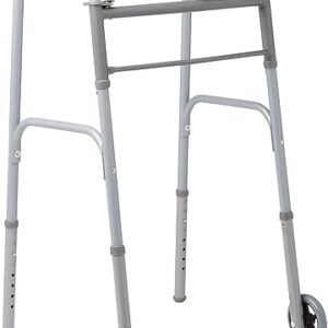 Medline Lightweight Folding Walkers for Seniors, Adults with 5” Wheels, Steel Frame Supports up to 400 lbs.