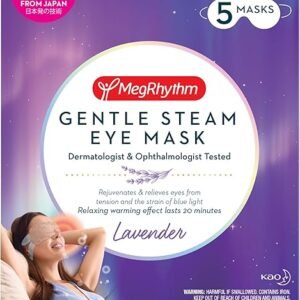 MegRhythm by Kao Gentle Steam Eye Mask, Lavender, Rejuvenates Eyes, Reduces the look of puffy eyes, Dermatologist and Ophthalmologist Tested, 5 Count
