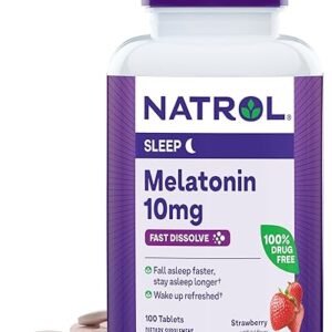 Natrol Fast Dissolve Melatonin 10mg Tablets - Strawberry Flavor, 100 Count, Sleep Support Melatonin Tablets for Adults, 100-Day Supply