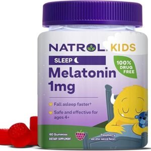 Natrol Kids Melatonin 1 mg, Dietary Supplement for Restful Sleep, Melatonin Gummies for Kids, 60 Raspberry-Flavored Gummies, Up to a 60 Day Supply