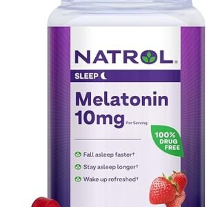 Natrol Melatonin Gummies, Sleep Support for Adults, Melatonin 10 mg, 140 Strawberry-Flavored, Up to 70 Days