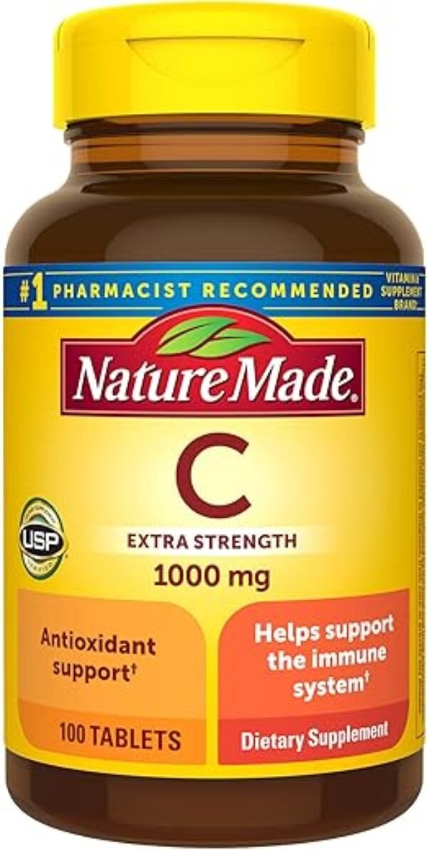 Nature Made Extra Strength Vitamin C 1000 mg, Dietary Supplement for Immune Support, 100 Tablets, 100 Day Supply
