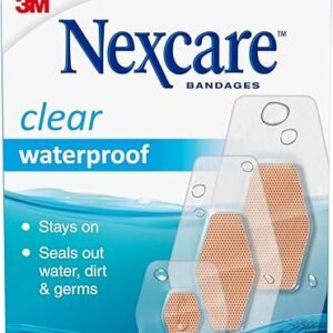 Nexcare Waterproof Bandages, Stays on in the Pool, Holds for 12 Hours, Clear Bandages for Fingers and Elbows - 100 Pack Waterproof Bandages