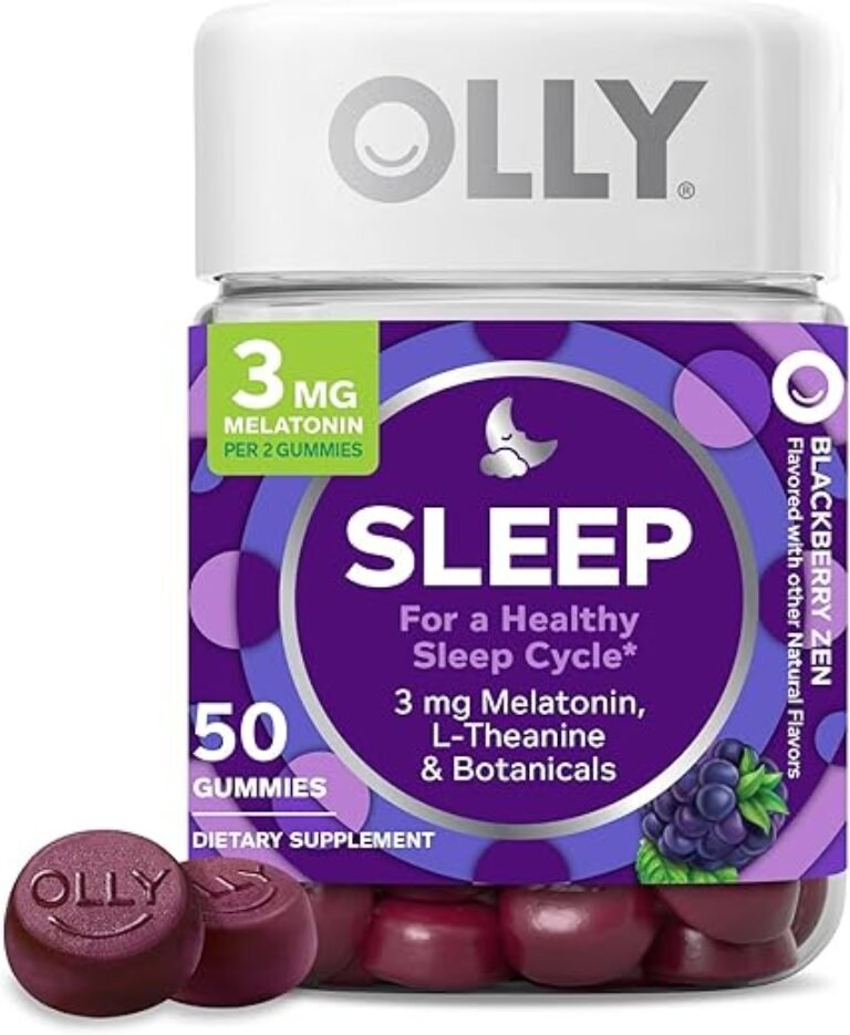 OLLY Sleep Gummy, 3 mg Melatonin, L-Theanine, Chamomile, Lemon Balm, Sleep Aid, Blackberry, 50 Count