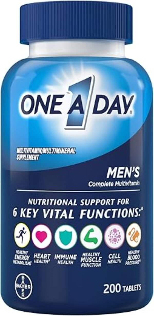 One A Day Men’s Multivitamin, Supplement Tablet with Vitamin A, C ,D, E and Zinc for Immune Health Support, Vitamin B12, Calcium, 200 count