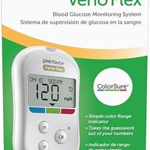 OneTouch Verio Flex Blood Glucose Meter For Sugar Test Kit | Includes Blood Glucose Monitor, Lancing Device, 10 Sterile Lancets, and Carrying Case