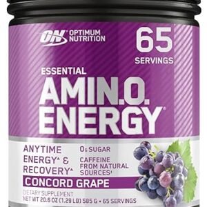 Optimum Nutrition Amino Energy - Pre Workout with Green Tea, BCAA, Amino Acids, Keto Friendly, Green Coffee Extract, Energy Powder - Concord Grape, 65 Servings (Packaging May Vary)