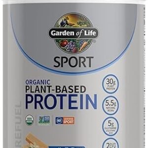 Organic Vegan Protein Powder, Vanilla Protein Powder with Probiotics, BCAAs, 30g Plant Protein, NSF Certified, Gluten Free & Sport, Non GMO, Garden of Life Sport Protein Powder - 19 Servings