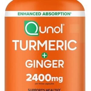 Qunol Turmeric Curcumin with Black Pepper & Ginger, 2400mg Turmeric Extract with 95% Curcuminoids, Extra Strength Supplement, Enhanced Absorption, Joint Support Supplement, 105 Count