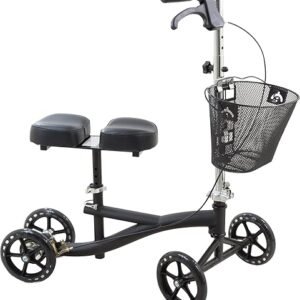 Roscoe Medical Knee Scooter for Adults for Foot Surgery, Foldable & Adjustable Knee Walker for Broken Foot & Leg Injuries, Crutch Alternative, Knee Rover, Dual Pad, (Up to 350lbs, 8' Wheels), Black