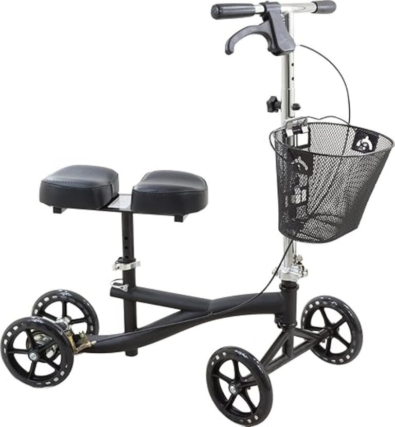 Roscoe Medical Knee Scooter for Adults for Foot Surgery, Foldable & Adjustable Knee Walker for Broken Foot & Leg Injuries, Crutch Alternative, Knee Rover, Dual Pad, (Up to 350lbs, 8' Wheels), Black