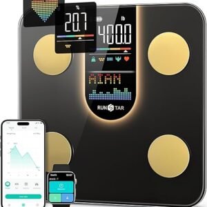 Runstar Scale for Body Weight, Smart Scale with 8-in-1 VA Display, High Precision Bathroom Digital Scale for Body Weight Heart Rate BMI Body Fat 22 Body Composition Sync APP, FSA HSA Eligible