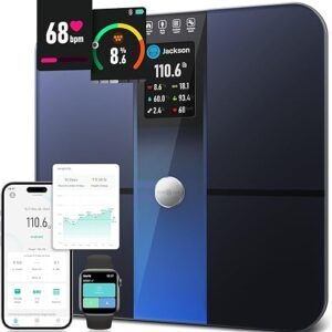 Runstar Smart Scale for Body Weight and Fat Percentage FSA HSA Eligible, 3.5" TFT Color Display High Precision Digital Bathroom Scale BMI Heart Rate 22 Body Composition Analyzer Sync with Fitness App