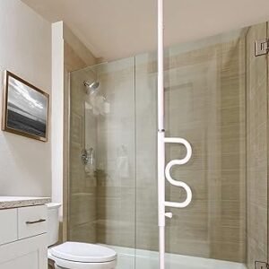 Stander Wonder Pole, Security-Pole and Curve Grab Bar, Tension Mounted Floor to Ceiling Transfer-Pole for Seniors, Elderly Adults, Bathroom Safety Assist and Stability Rail, White