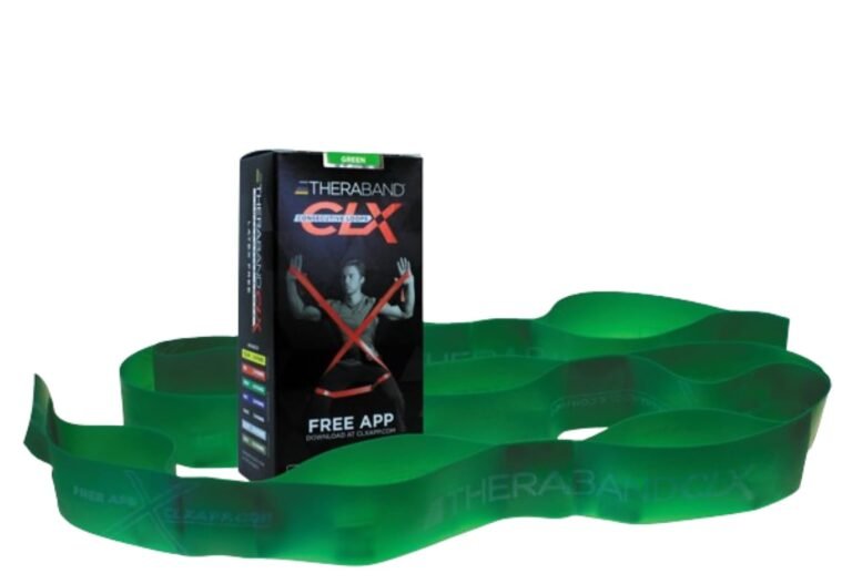 THERABAND CLX Resistance Band with Loops, Fitness Band for Home Exercise and Full Body Workouts, Portable Gym Equipment, Gift for Athletes, Individual 5 Foot Band, Green, Heavy, Level 4