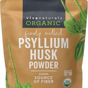 Viva Naturals Organic Psyllium Husk Powder, 24 oz - Finely Ground, Unflavored Plant Based Superfood - Good Source of Fiber for Gluten-Free Baking, Juices & Smoothies - Certified Vegan, Keto and Paleo