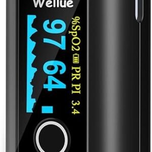 Wellue Fingertip Pulse Oximeter, Blood Oxygen Saturation Monitor with Batteries, Carry Bag & Lanyard for Wellness Use