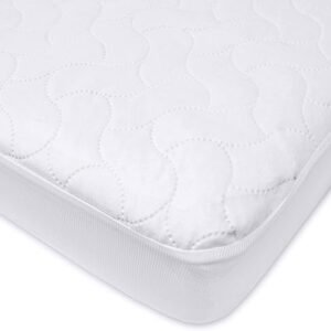 American Baby Company Waterproof Fitted Crib and Toddler Mattress Protector, Quilted and Noiseless Crib & Toddler Mattress Pad Cover, White, 52"x28"x9"