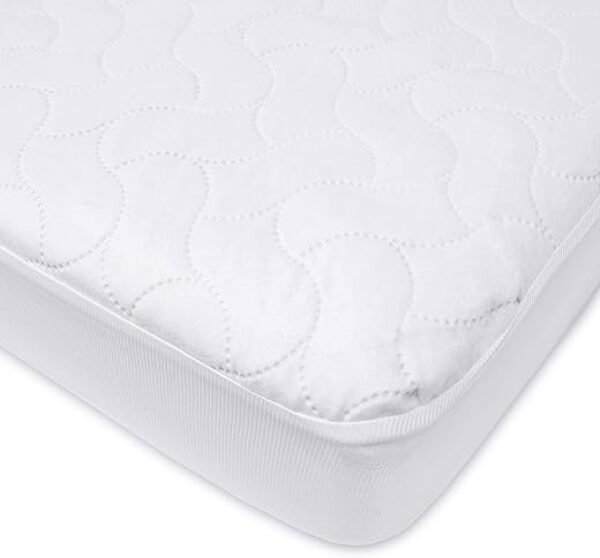 American Baby Company Waterproof Fitted Crib and Toddler Mattress Protector, Quilted and Noiseless Crib & Toddler Mattress Pad Cover, White, 52"x28"x9"