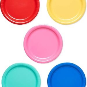 American Greetings Rainbow Party Supplies for Graduation, Birthdays and All Occasions, Multicolor Paper Dinner Plates (50-Count)