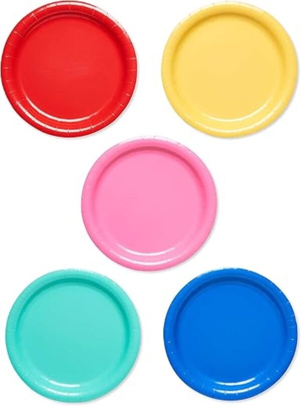 American Greetings Rainbow Party Supplies for Graduation, Birthdays and All Occasions, Multicolor Paper Dinner Plates (50-Count)