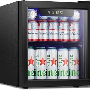 Antarctic Star Mini Fridge Cooler - 12 Bottle 48 Can Beverage Refrigerator Glass Door for Drinks or Beer Wine –Small Drink Dispenser for Home, Office or Bar, Electronic Knob Control，1.3cu.ft.