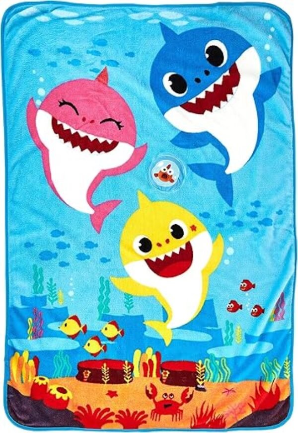 Baby Shark Musical Warm, Plush, Throw Blanket That Plays The Baby Shark Theme Song - Extra Cozy and Comfy for Your Toddler